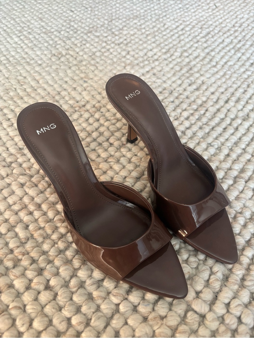 Mango Chocolate Brown Pointed-Heel Slide Sandals - Picture 2 of 5